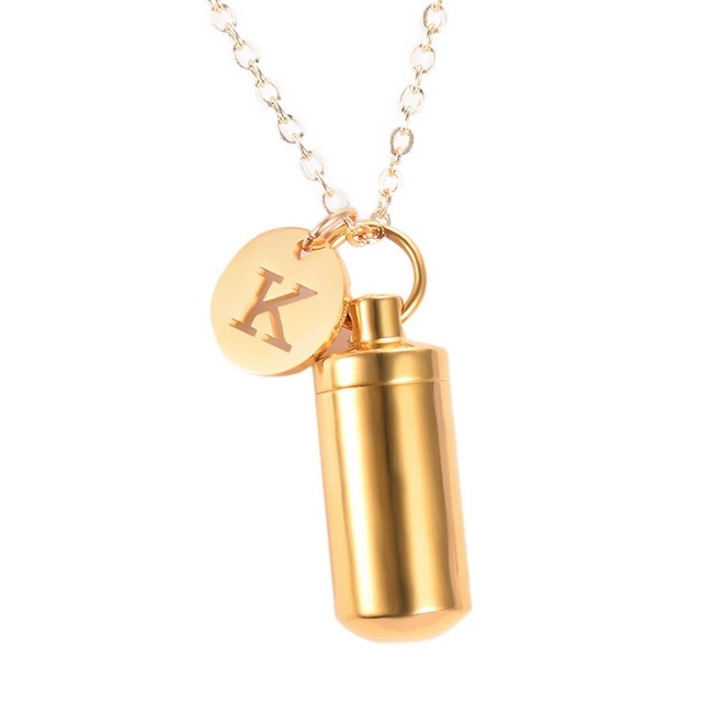 Pendant Urn Necklace with Letter Initial Charm
