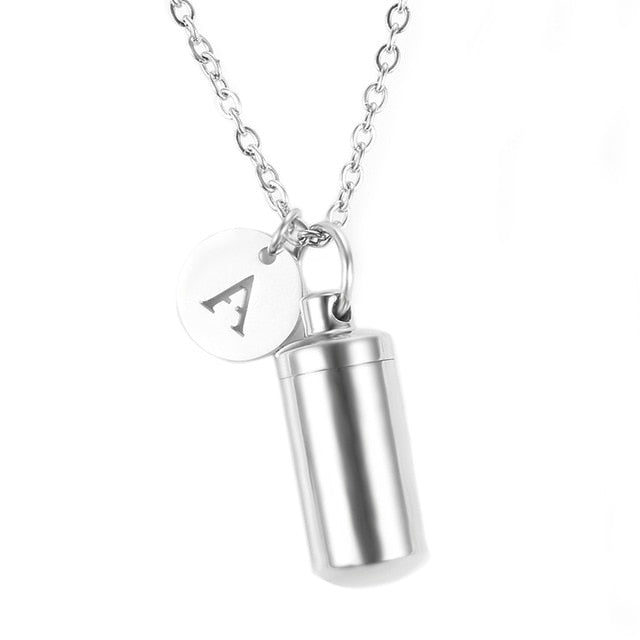 Pendant Urn Necklace with Letter Initial Charm