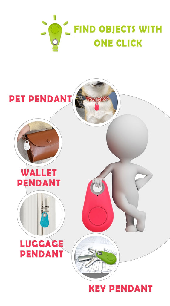 Anti-lost mini tracker bluetooth locator available in 5 colours, pets, wallet pendant, luggage pendant, key pendant